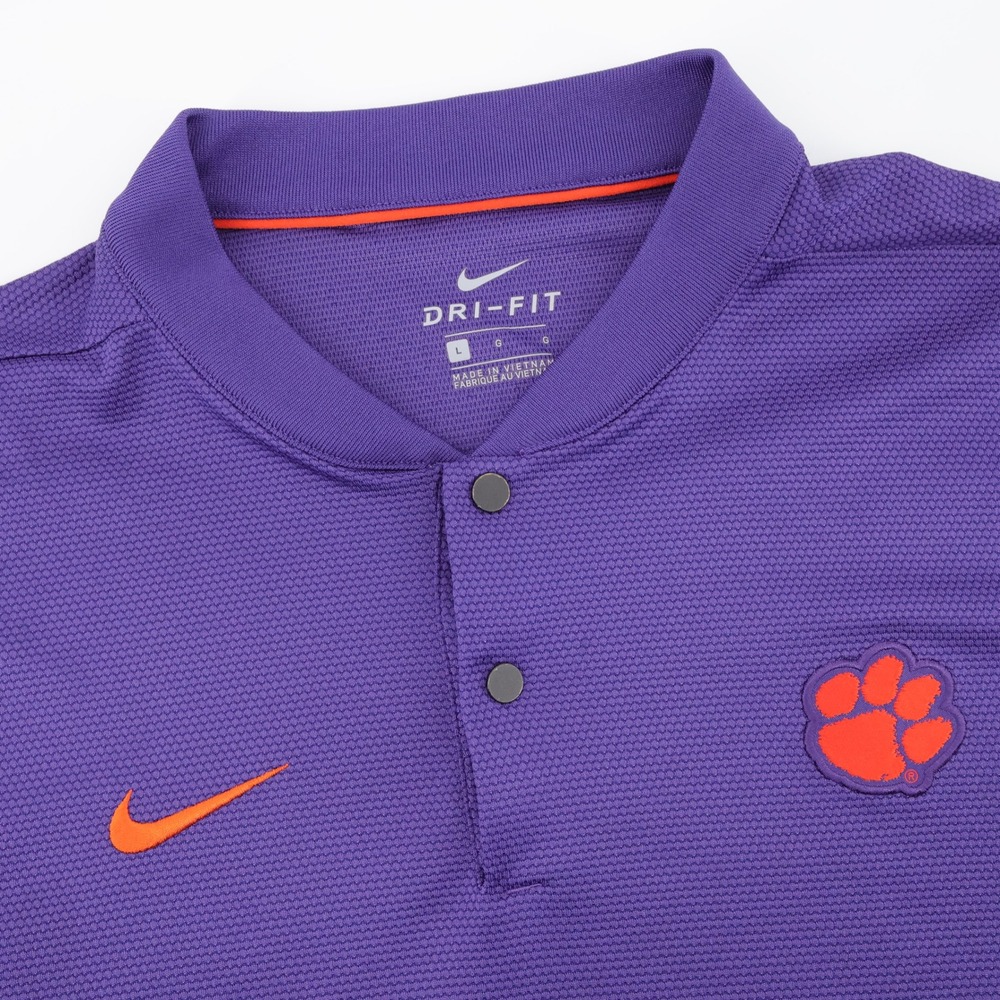 Nike Clemson Tigers Dri-FIT Blade Collar Polo Purple Mens Large